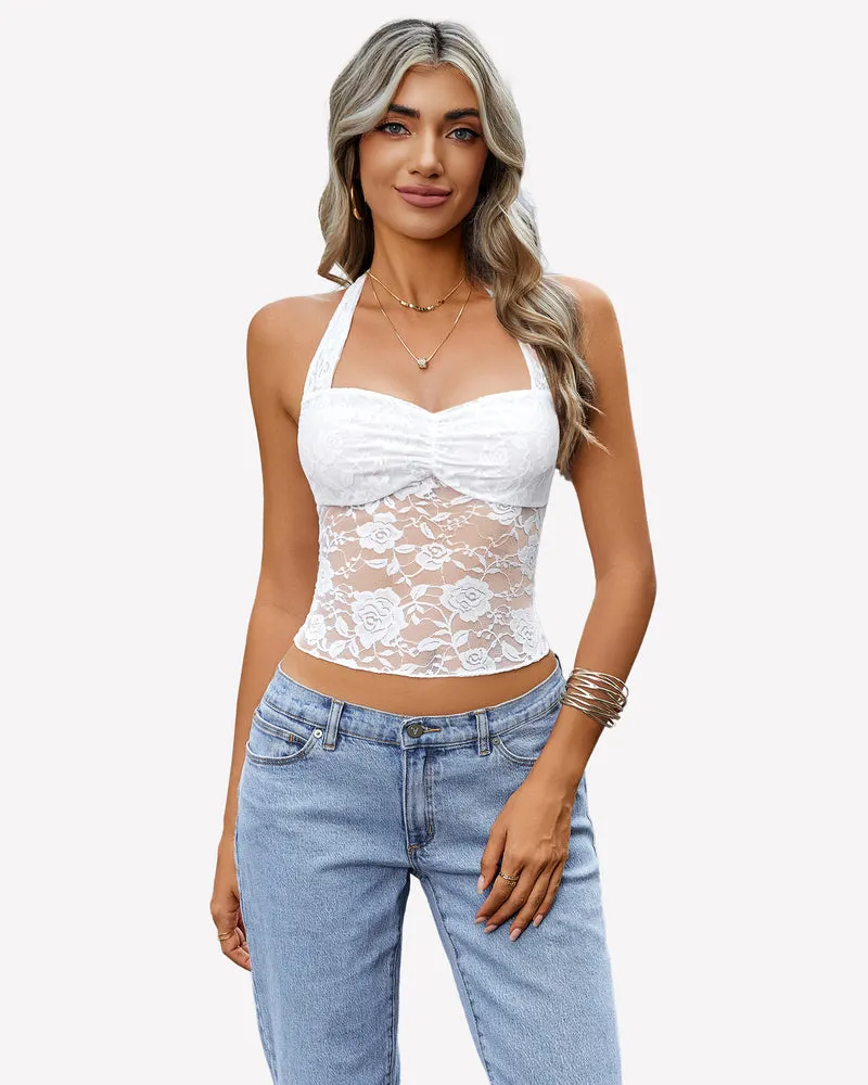 Y2K Halter Tops Lace Tank Top