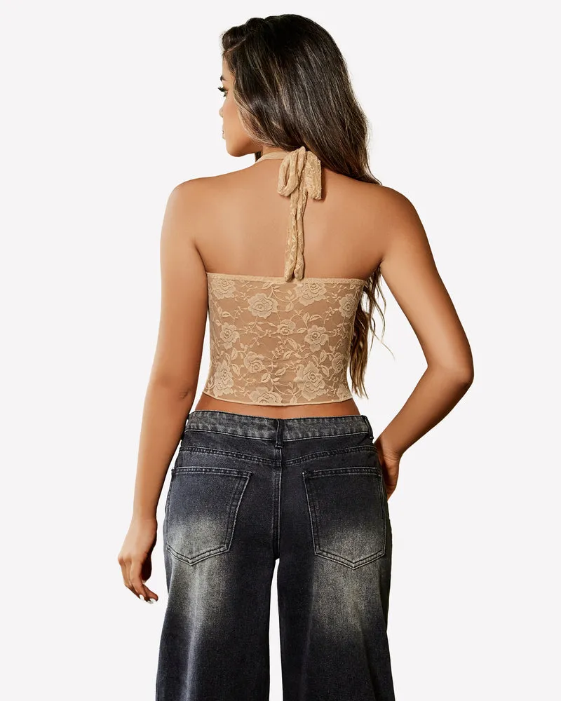 Y2K Halter Tops Lace Tank Top