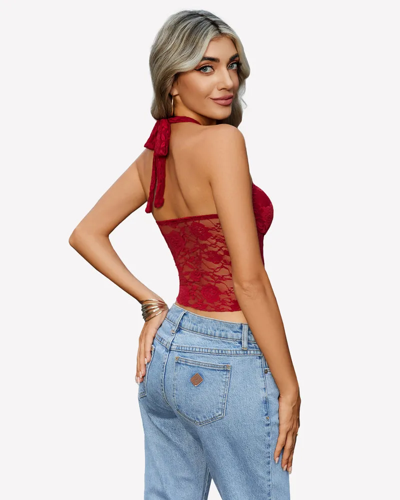 Y2K Halter Tops Lace Tank Top